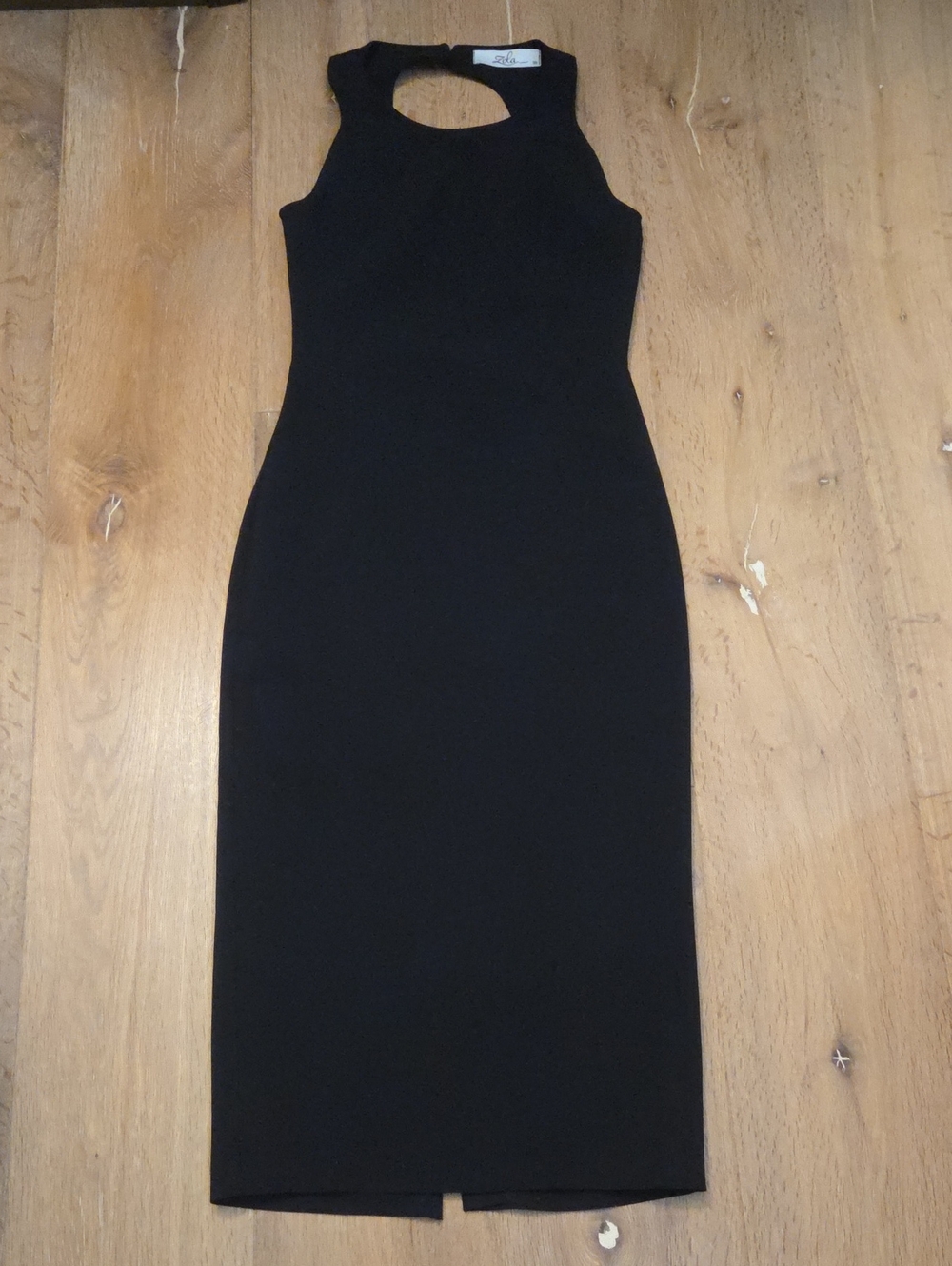 Zola Midi Cocktail Dress Bodycon Form Fit Pencil Open Back Luxe 36